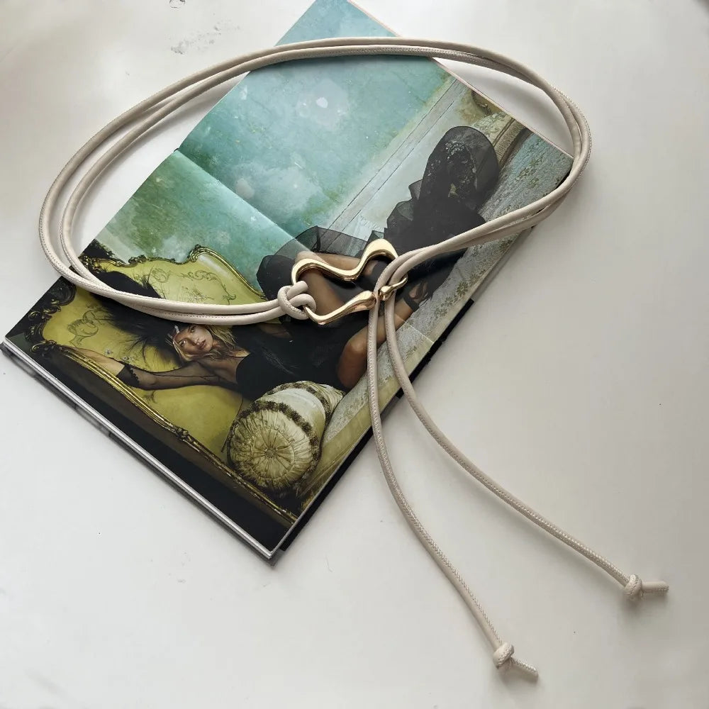 Women's Thin PU Leather Belt – Black Strap & Gold Buckle Women's Fashion Belt Axl