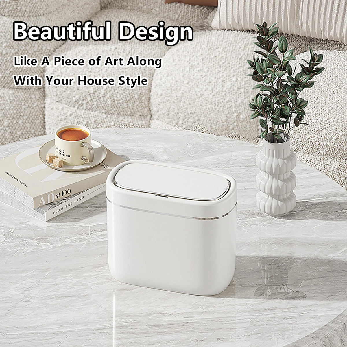 ONEKA Touchless Mini Desk Trash Can – Motion Sensor Lid Motion Sensor Trash Can Axl