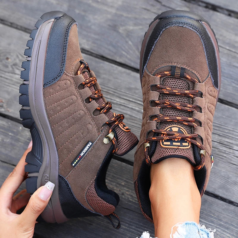 AZGB Women's Retro Suede Hiking Sneakers – Anti-Slip Outdoor Women's Hiking Sneakers Axl Brown 44