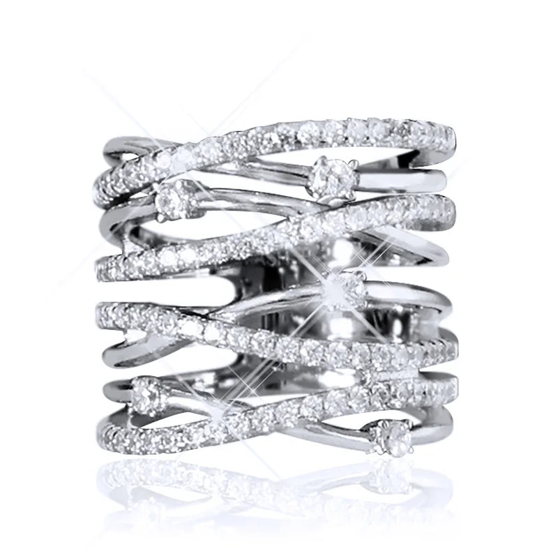 Huitan Wide Band Cubic Zirconia Ring – Silver Fashion Ring Fashion Ring Axl