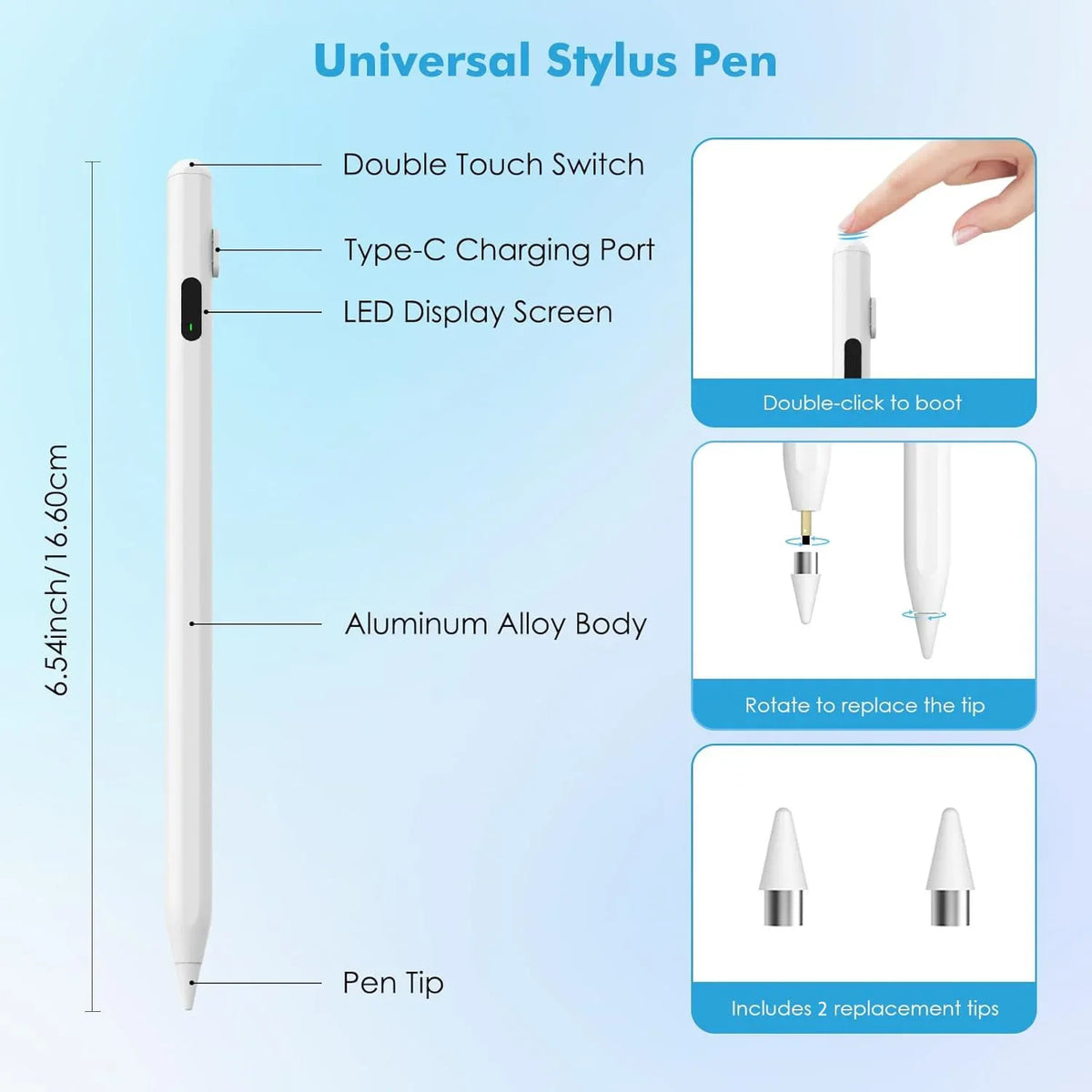 Universal Stylus Pen for iOS Android Windows – Metal Body Capacitive Stylus Pen Axl