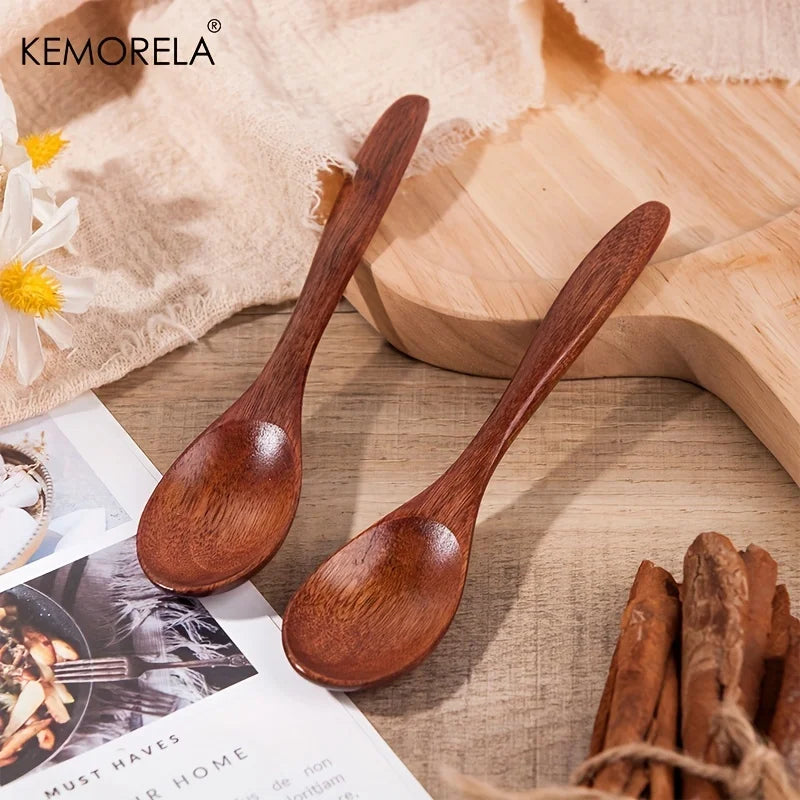 Wooden Tea & Coffee Spoons Set | Honey Dessert Stirrer Wooden Spoon Set Axl 2PCS