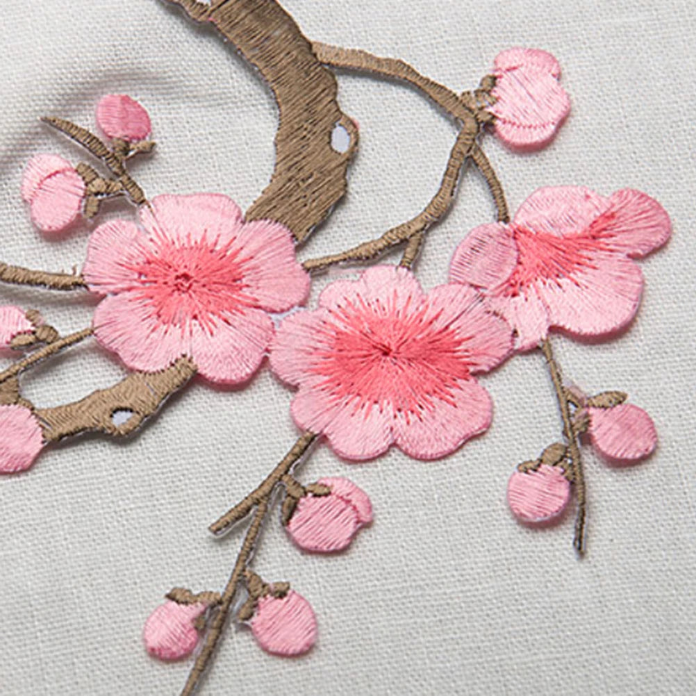 Plum Blossom Embroidered Patch – Iron or Sew On Applique Embroidered Applique Patch Axl