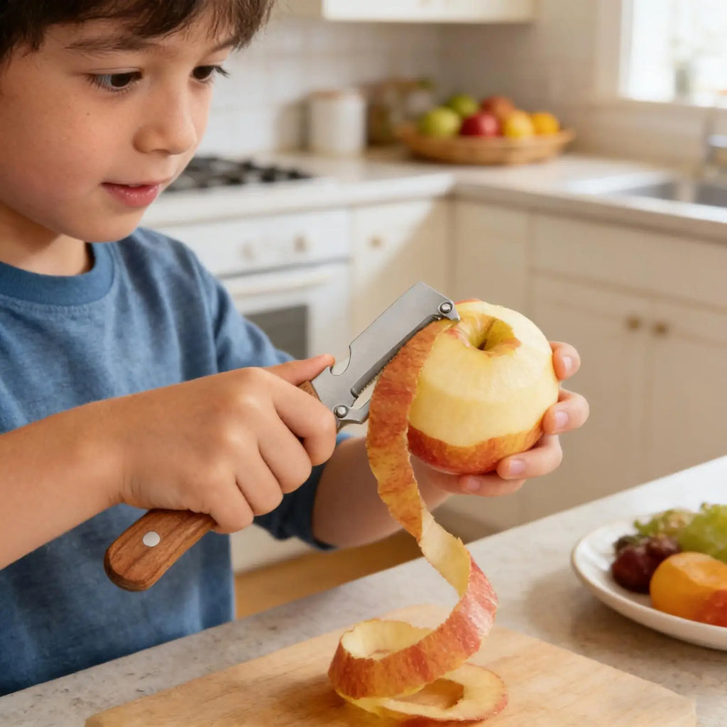 2-in-1 Vegetable Peeler & Bottle Opener | Ergonomic Wood Handle Vegetable Peeler Axl