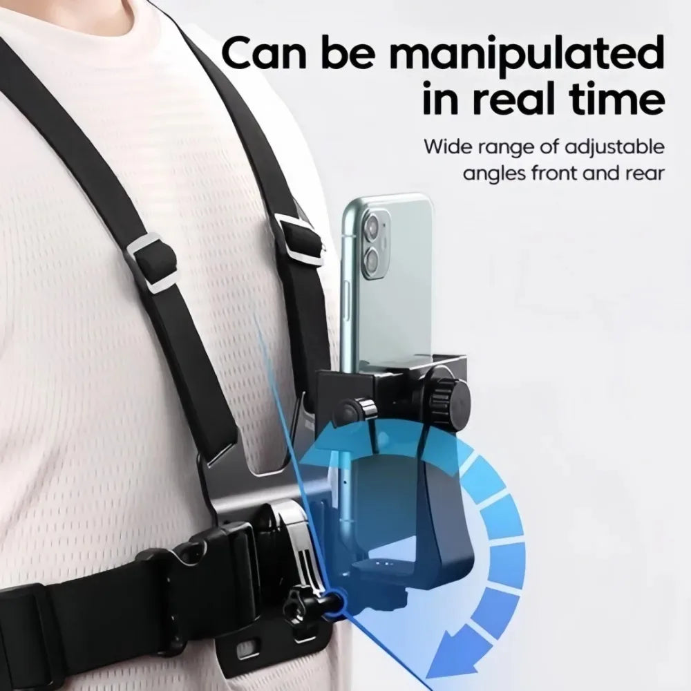 Adjustable Chest Strap Phone & Camera Clip Holder | Sport Chest Strap Phone Mount Axl