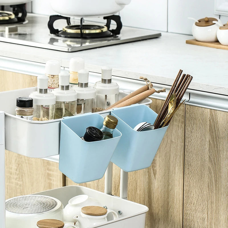2-Pack Hanging Bucket Organizers for Rolling Carts & Walls Hanging Storage Bins Axl