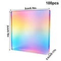 100Pcs Holographic Iridescent Acrylic Squares | Rainbow Craft Tiles Acrylic Craft Tiles Axl 100pcs