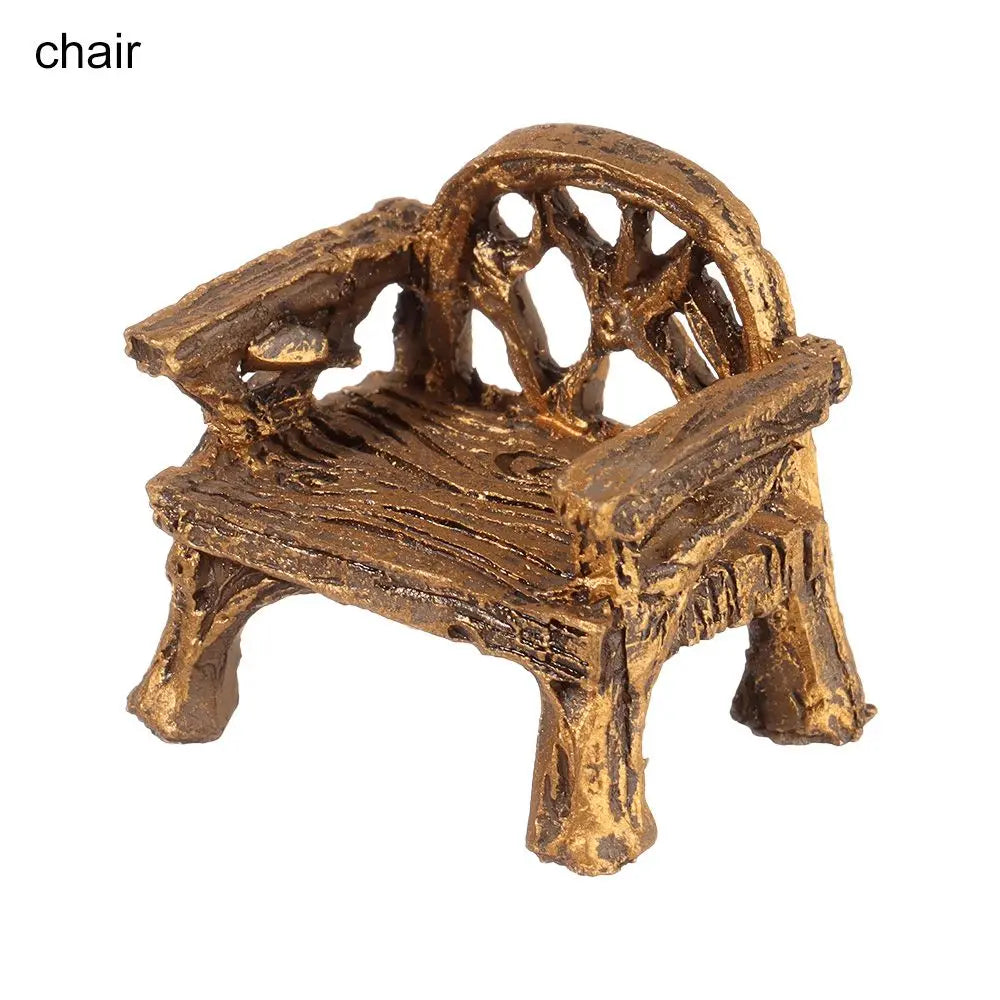 Miniature Fairy Garden Figurines – Bench, Chair & Table Set Garden Figurine Set Axl chair