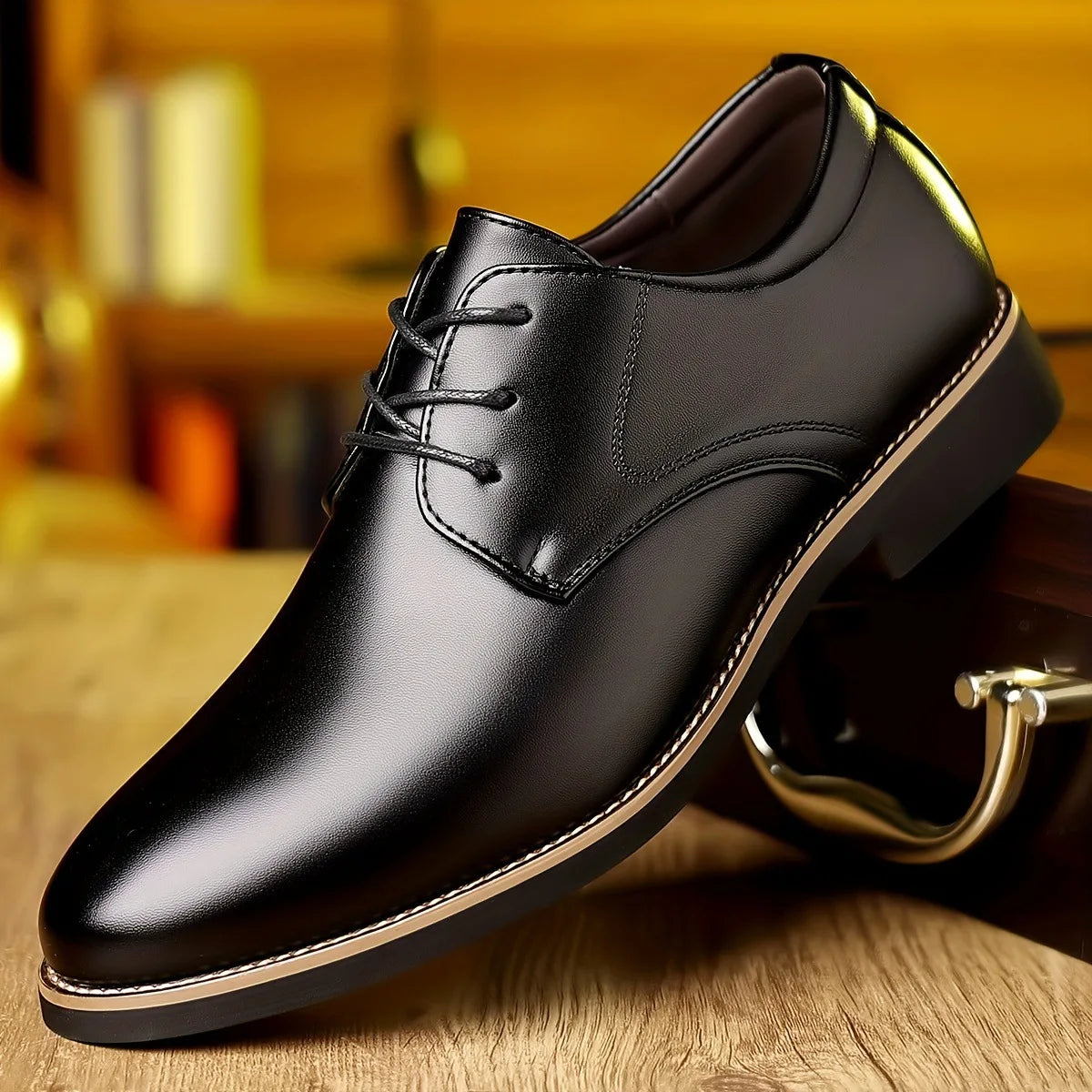 Men's British Lace-Up Dress Shoes – PU Leather, Large Sizes Men's Dress Shoes Axl Black 44