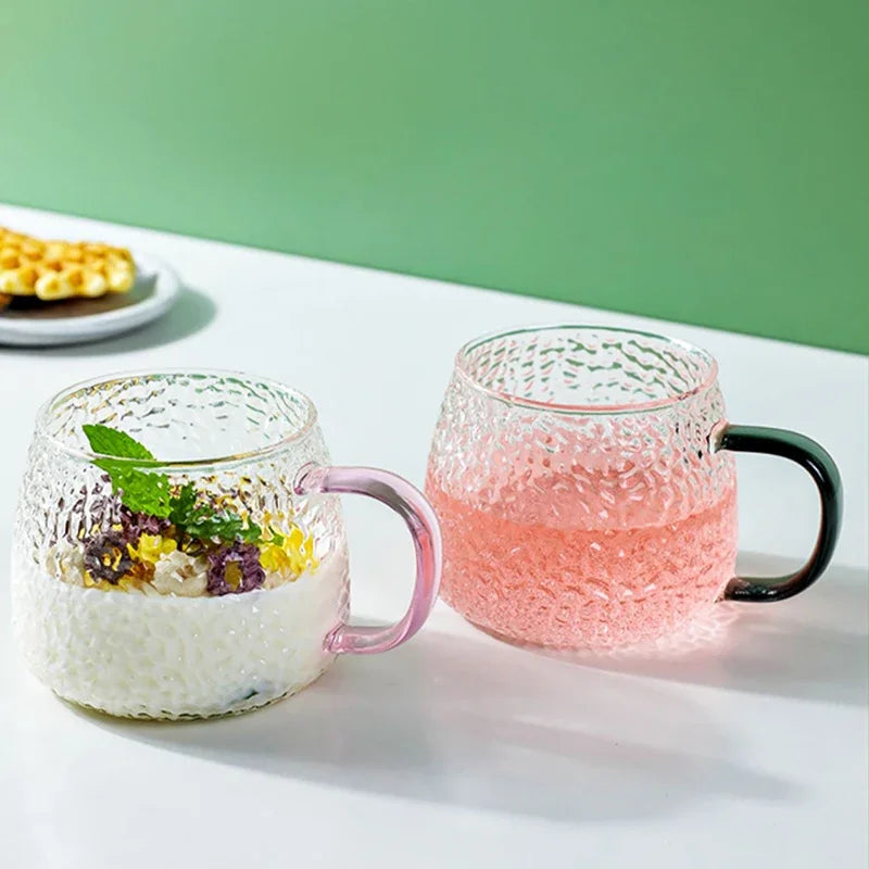 KEMORELA 400ml Hammer Pattern Glass Cup – Coffee & Tea Mug Glass Coffee Mug Axl