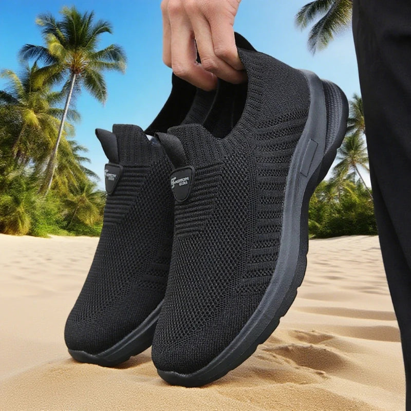 ZULIWAGN Men's Lightweight Slip-On Breathable Walking Sneakers Men's Walking Sneakers Axl All Black 41