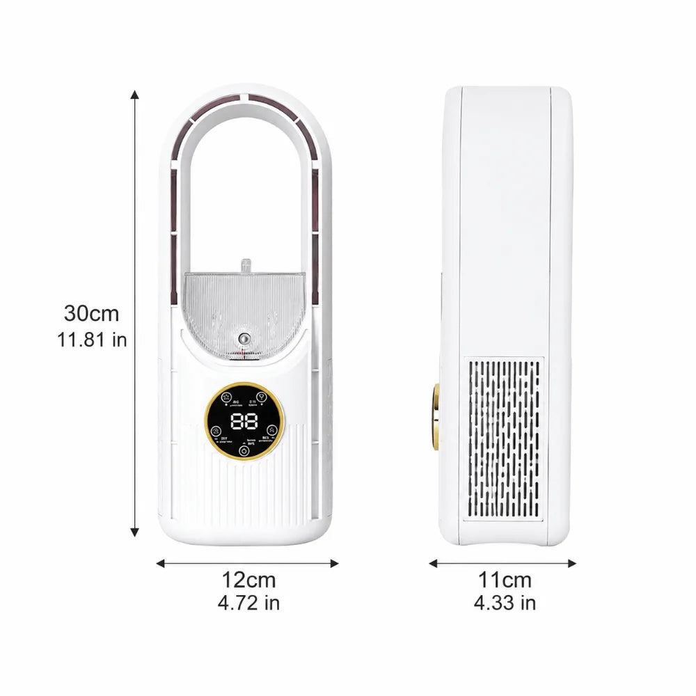 6-Speed Bladeless Portable Fan with Mist Humidifier | Silent Portable Mist Fan Axl