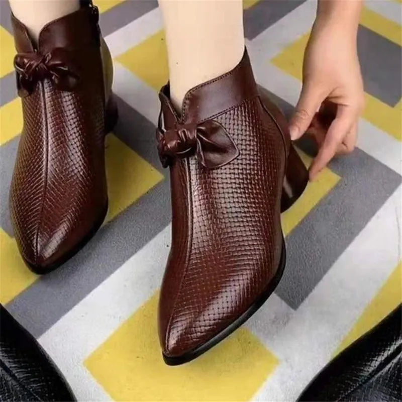 Women's Square Heel Ankle Boots – Zip-Up Short Boots Women's Ankle Boots Axl brown 40