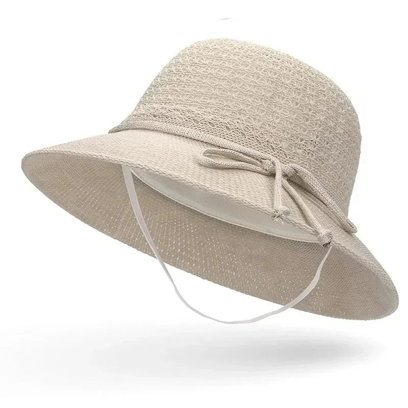Women's Braided Beach Sun Hat – Wide 6cm Brim Visor Women's Sun Hat Axl coffee