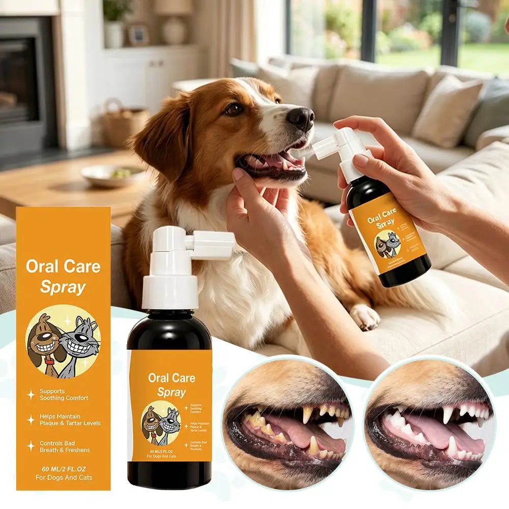 Plant-Based Pet Oral Spray – Dog & Cat Breath Freshener 60ml Pet Oral Care Spray Axl