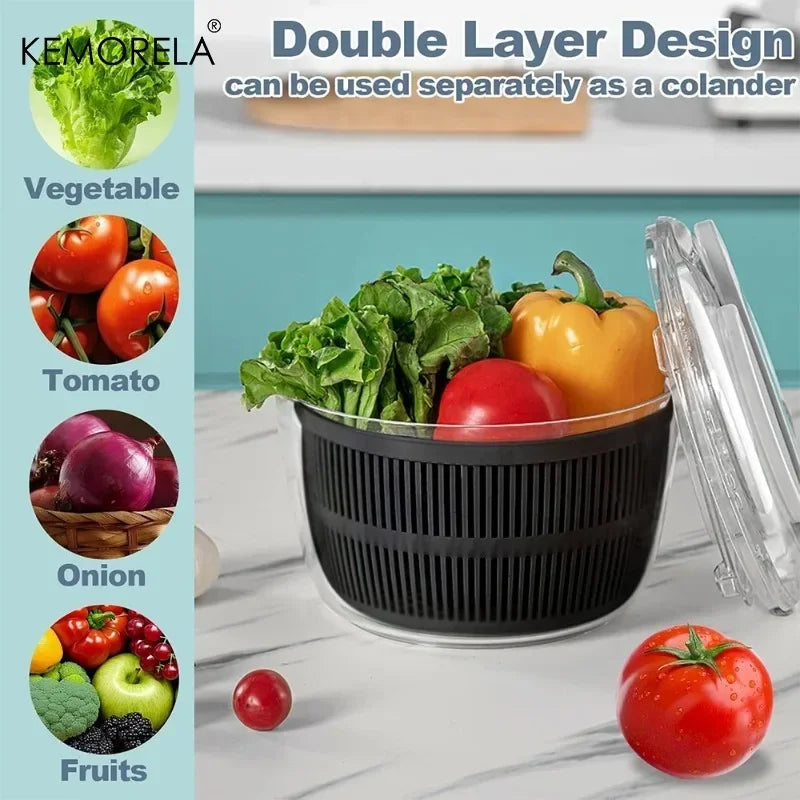 KEMORELA 3L Salad Spinner – One-Hand Press Washer & Drainer Salad Spinner Axl