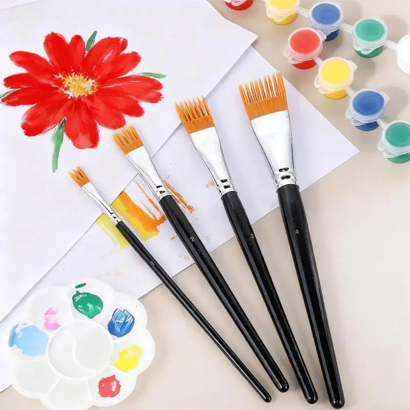 4-Piece Serrated Paint Brush Set – Watercolor & Oil Art Art Paint Brush Set Axl