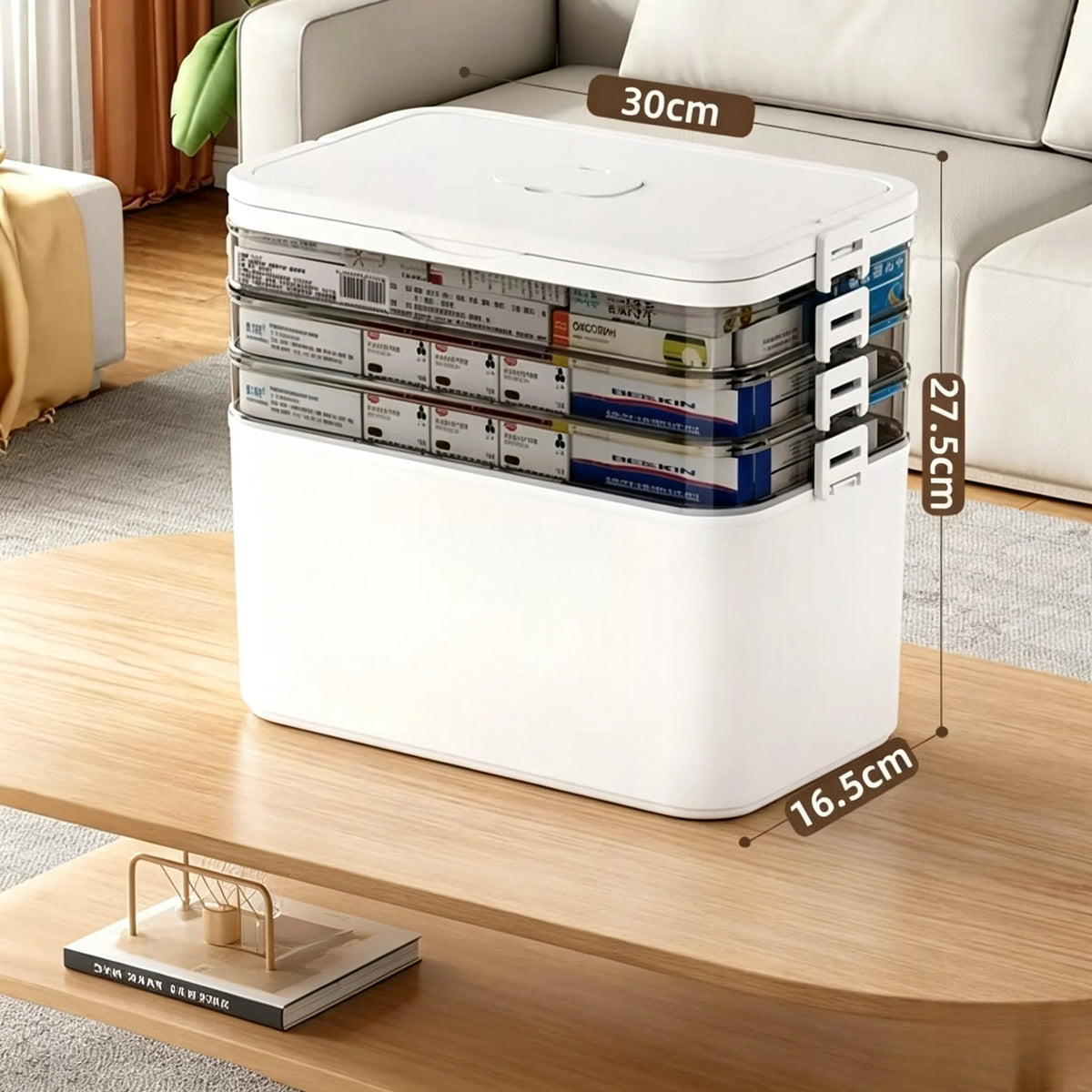 3-Tier Home Medicine Storage Box – Leak-Resistant Organizer Medicine Storage Box Axl 4-Tier White As whown 1