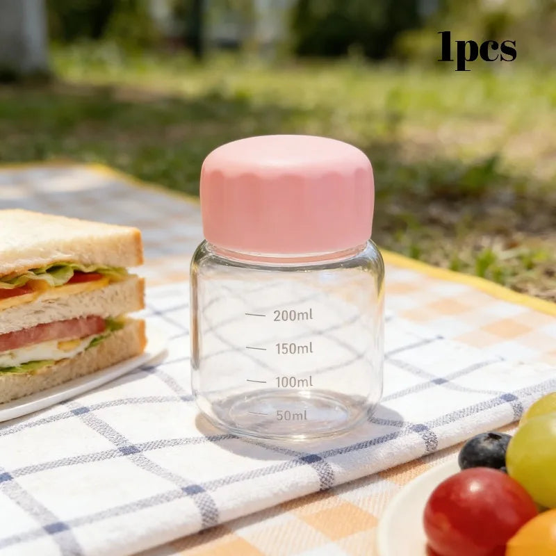 KEMORELA 200ml Mini Glass Water Bottle with Leak-Proof Lid Glass Water Bottle Axl