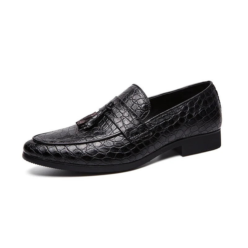 Men's Pointed Toe Slip-On Loafers – Soft PU Leather Business Shoes Men's Loafers Axl black 40