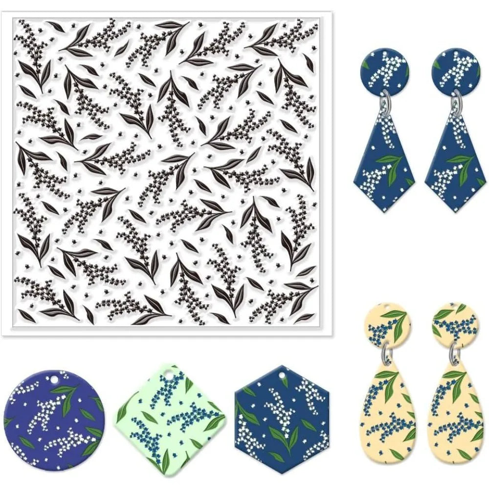 Lily of the Valley Polymer Clay Texture Sheet | Floral Stamp Mat Clay Texture Stamp Axl AECH04-19555