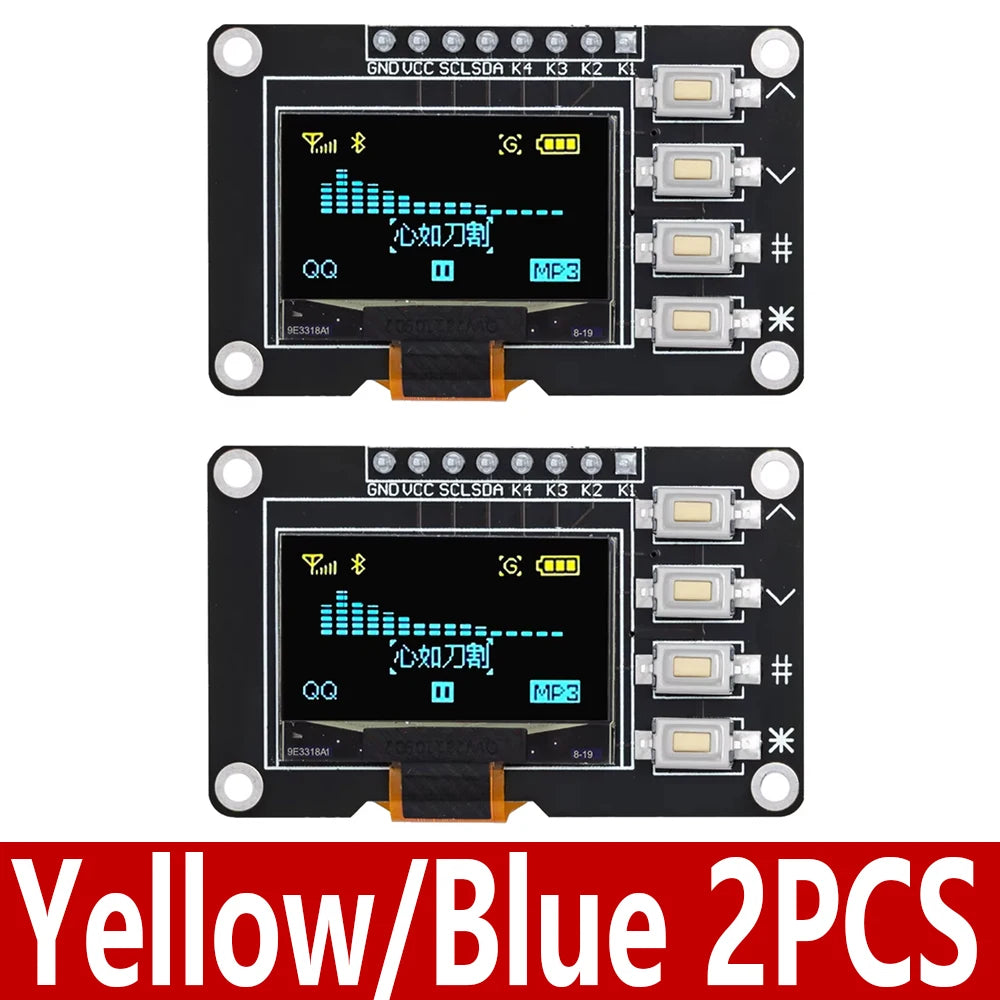 0.96" OLED Display Module 128x64 I2C SSD1315 for Arduino OLED Display Module Axl 2PCS Yellow-Blue