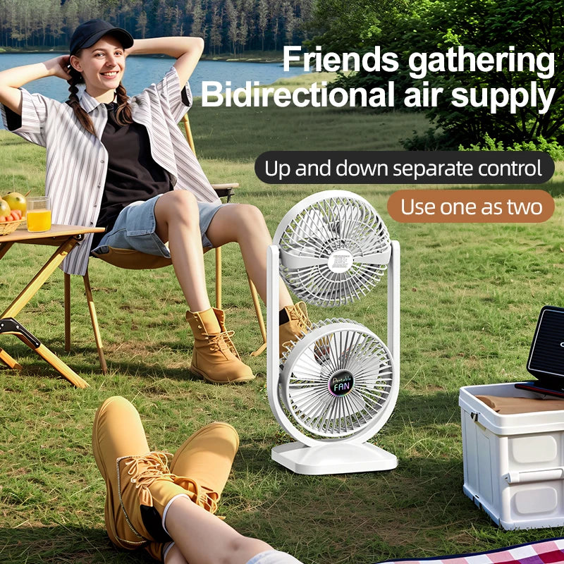 USB Rechargeable Dual-Head Portable Fan – 3-Speed Control Portable Desk Fan Axl