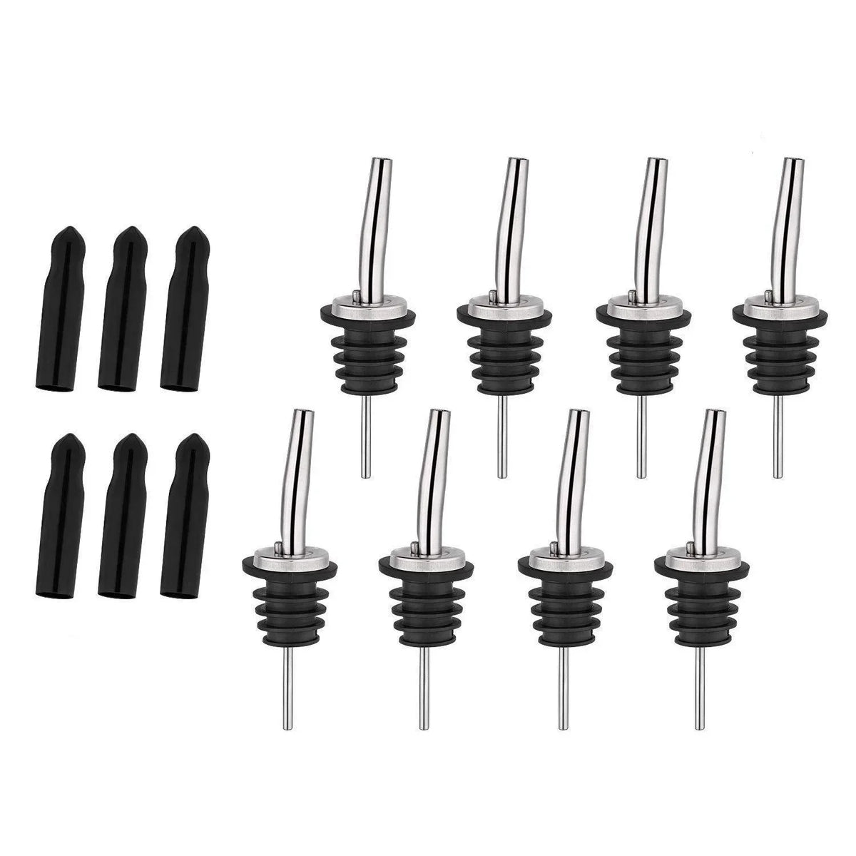 304 Stainless Steel Bottle Pourers – Bar & Wine Pour Spouts Bar Pour Spout Axl 12pcs Long cap