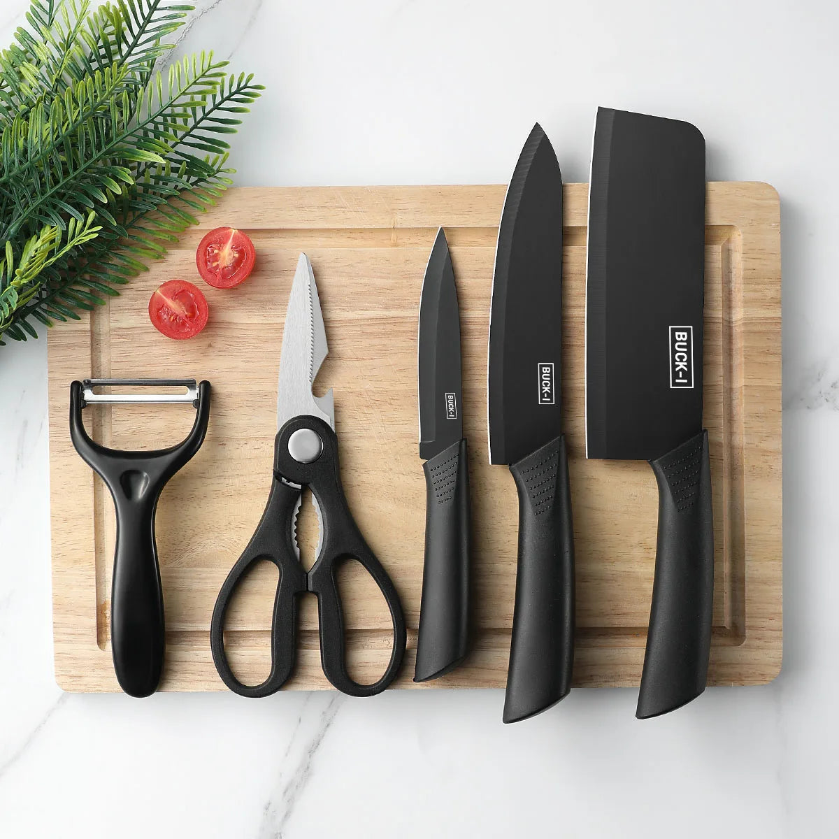 SHENJIU 3-5 Pc Black Stainless Steel Kitchen Knife Set Kitchen Knife Set Axl