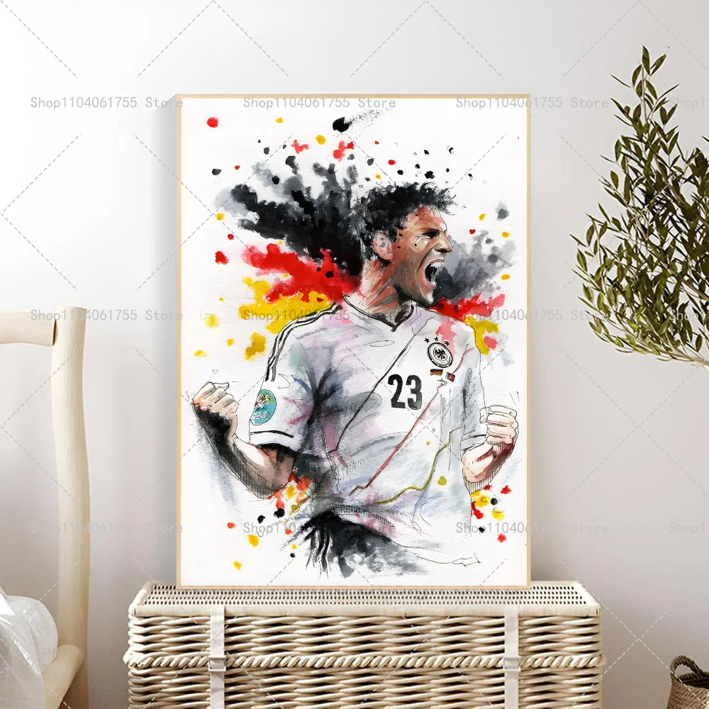 Watercolor Soccer Star Wall Poster – Self-Adhesive Art Sticker Wall Art Poster Axl z7 30x42cm No Frame