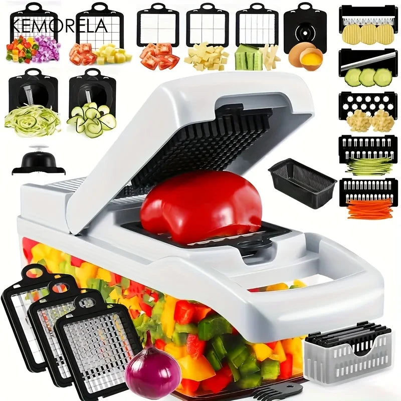 KEMORELA 22-in-1 Vegetable Cutter, Grater & Slicer with Container Vegetable Cutter Set Axl