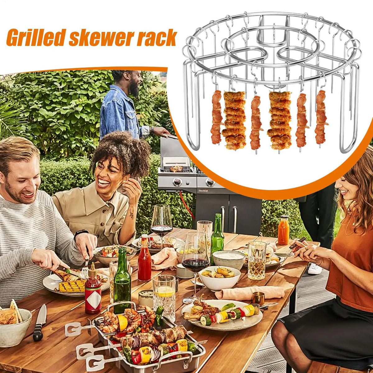Stainless Steel BBQ Skewer Rack – Air Fryer & Oven, 24 Skewers BBQ Skewer Rack Axl