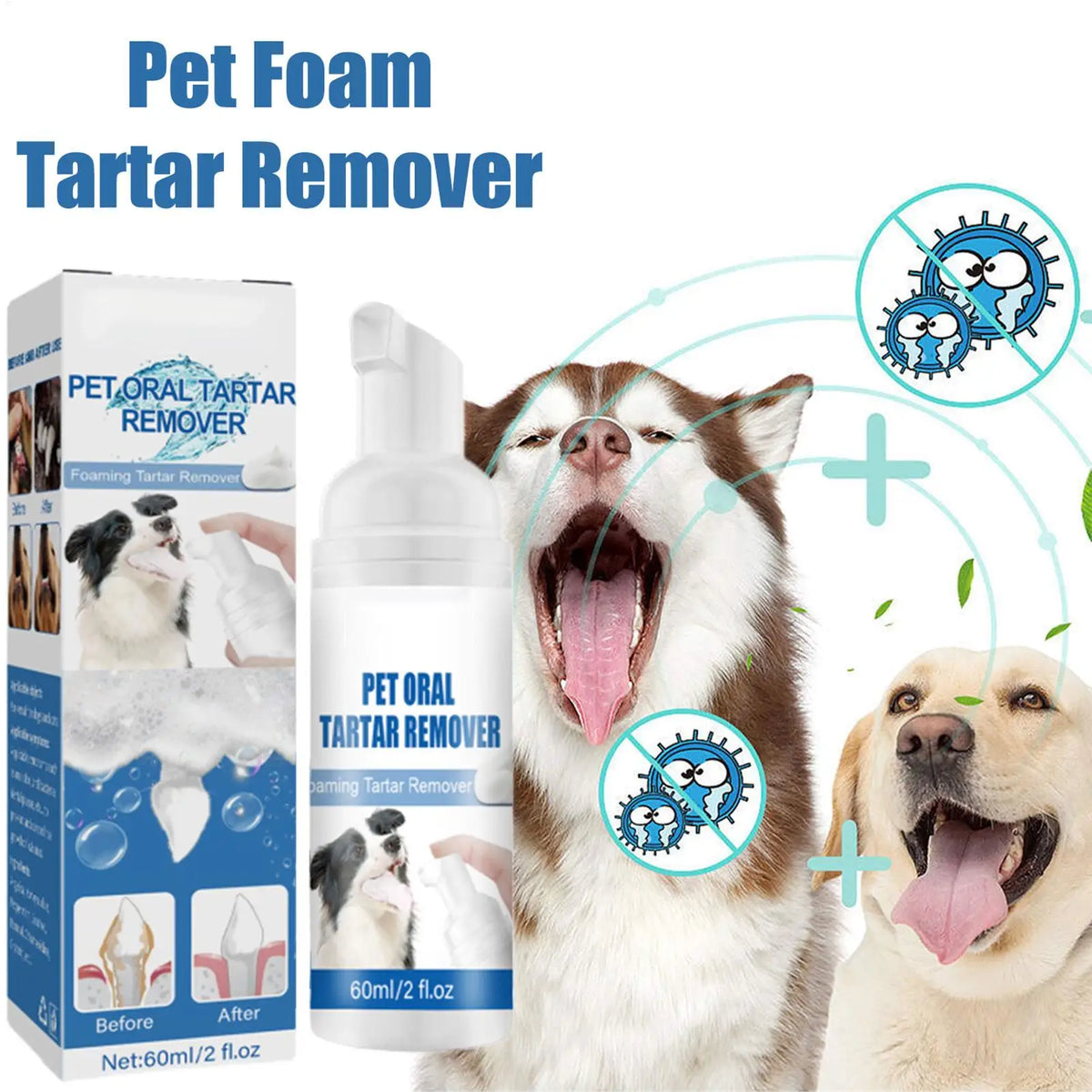 Pet Dental Foam Spray – Tartar Remover & Fresh Breath | 60ml Pet Dental Spray Axl