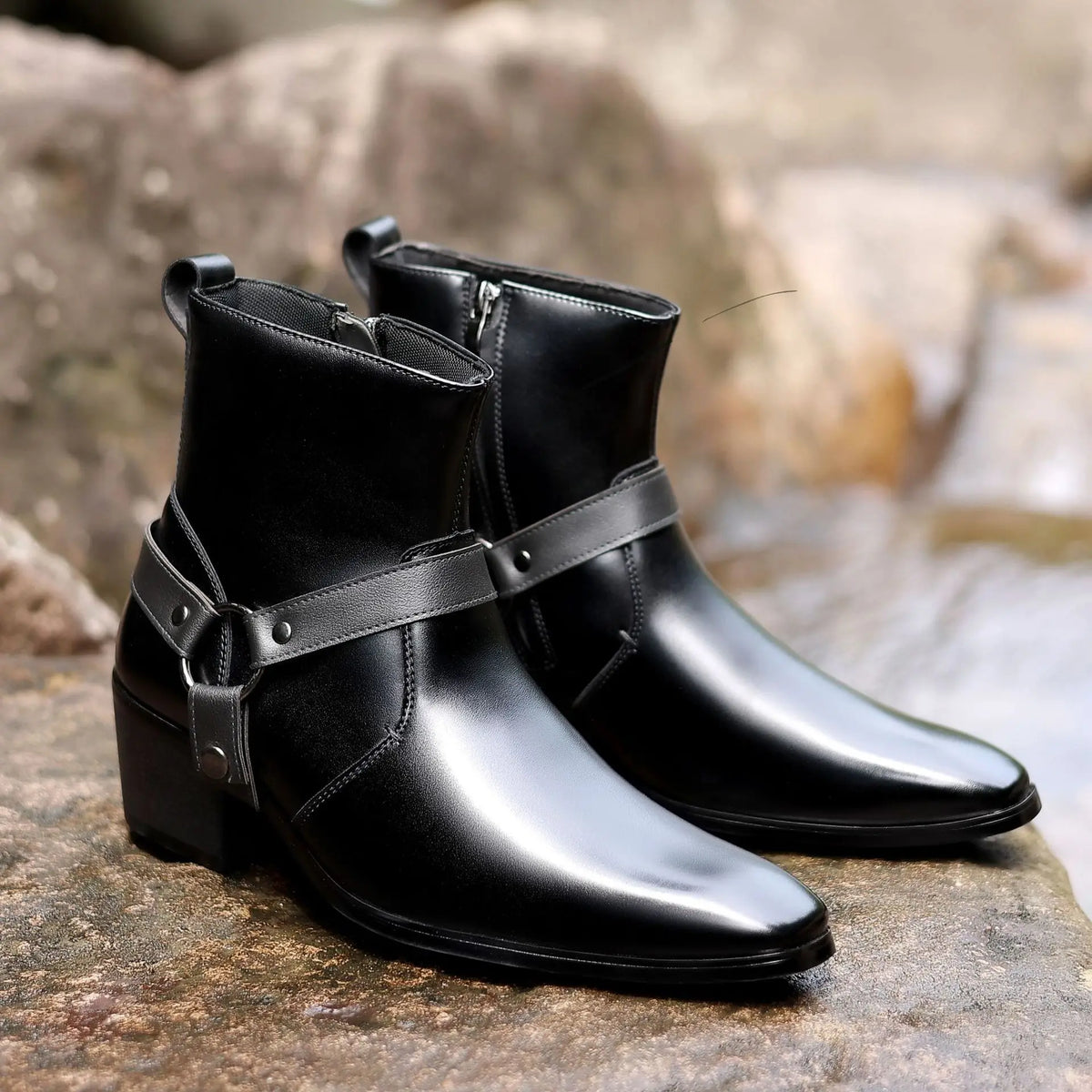 YBQJOO Men's Zip Chelsea Boots – Pointed Toe Dress Ankle Boots Chelsea Ankle Boots Axl