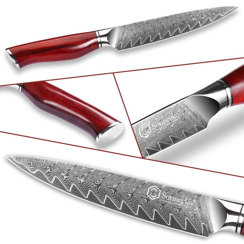 Sunnecko 5" Damascus VG10 Utility Paring Knife – Rosewood Handle Damascus Utility Knife Axl