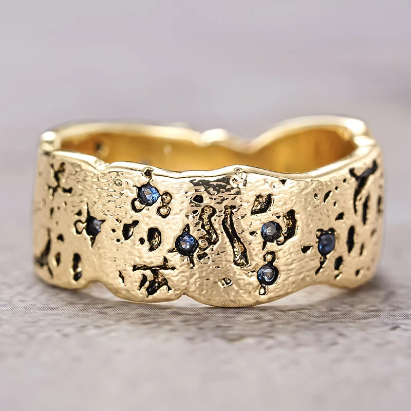 Huitan Vintage Ruins Style Ring – Blue CZ Women's Fashion Ring Fashion Ring Axl