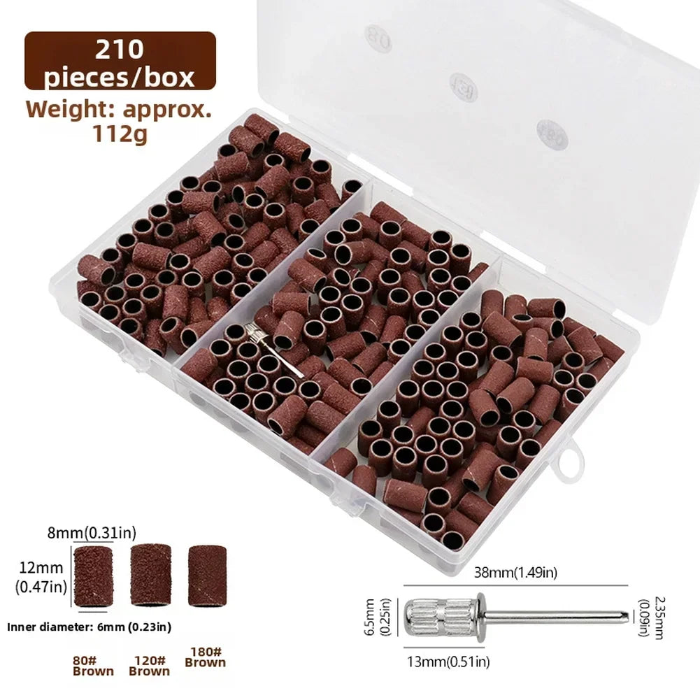 75/210 Pcs Nail Sanding Ring Bands | Electric Drill 80/120/180 Grit Nail Sanding Rings Axl 210PCS China Mainland