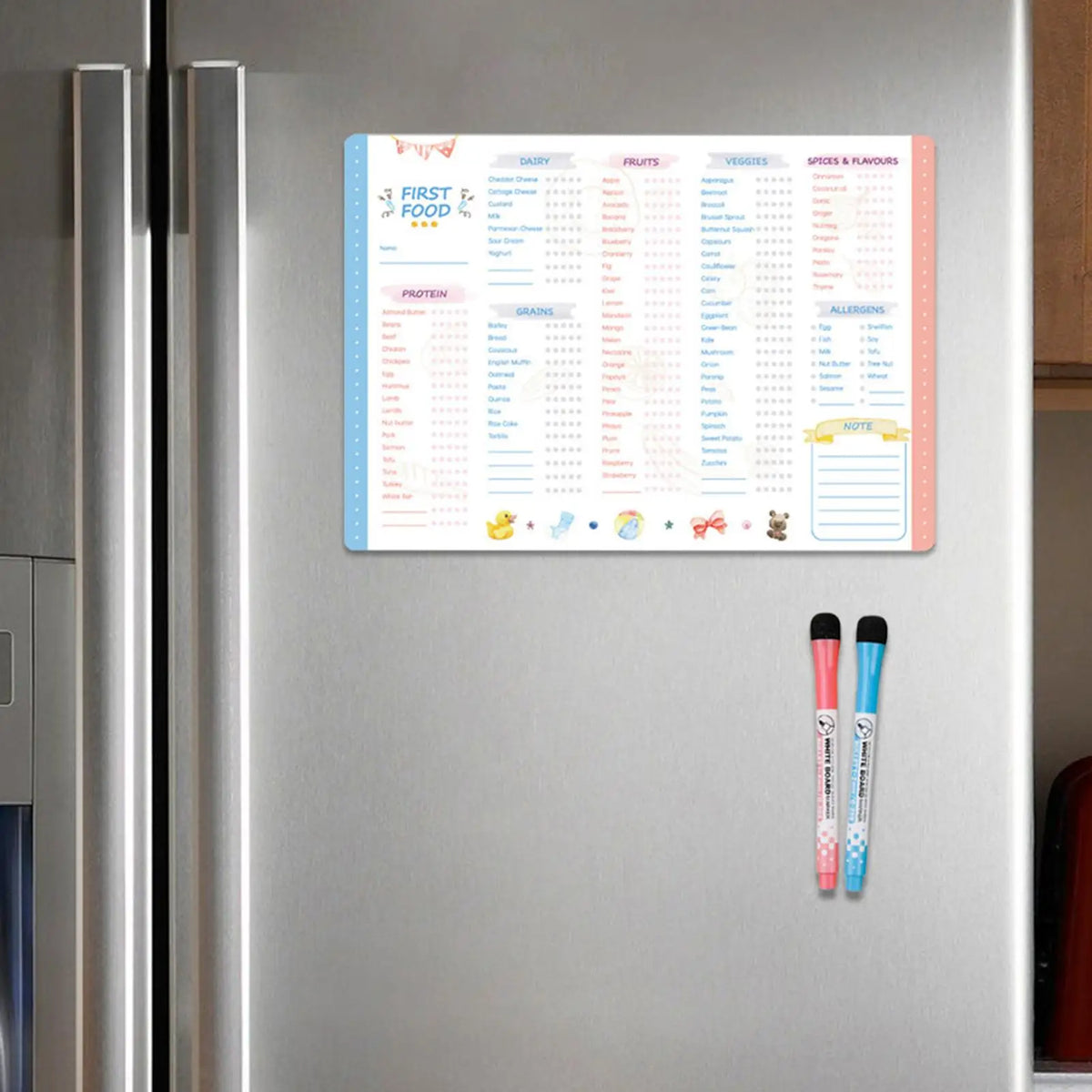 Magnetic Baby First Foods Chart – Erasable Infant Meal Tracker Baby Feeding Tracker Axl