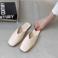 Women's Flat Mule Slippers Square Toe Slides | Sizes 34–43 Flat Mule Slippers Axl 35 Beige