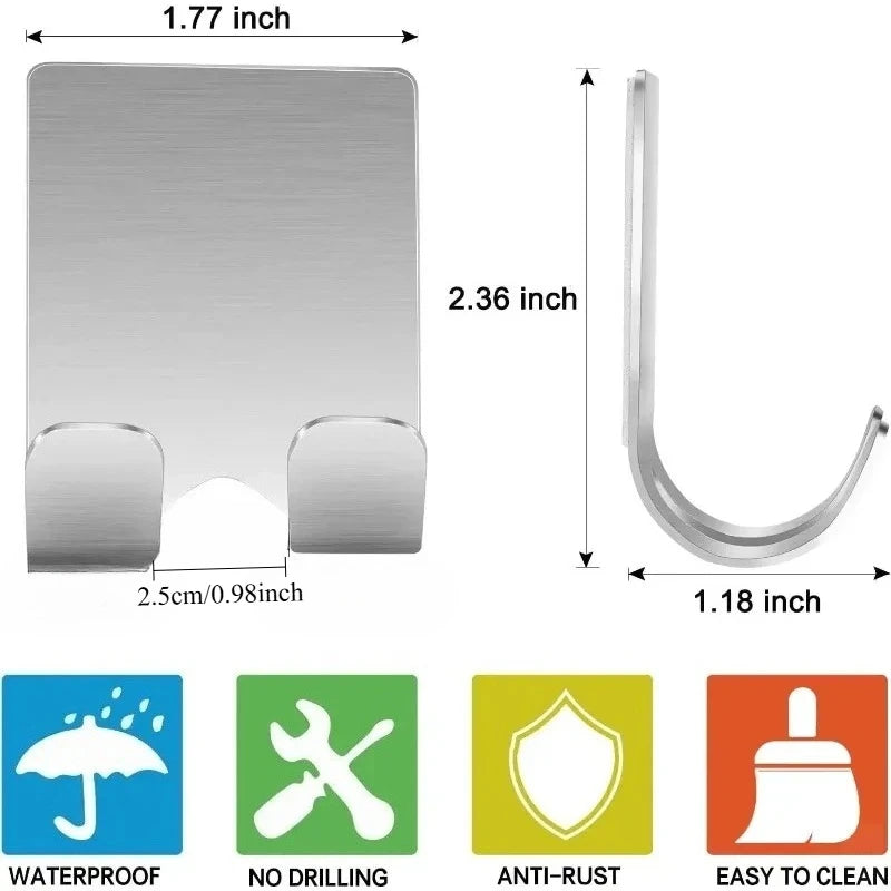 Stainless Steel Razor Holder & Bathroom Hook Organizer 2/5 Pcs Razor Holder Stand Axl