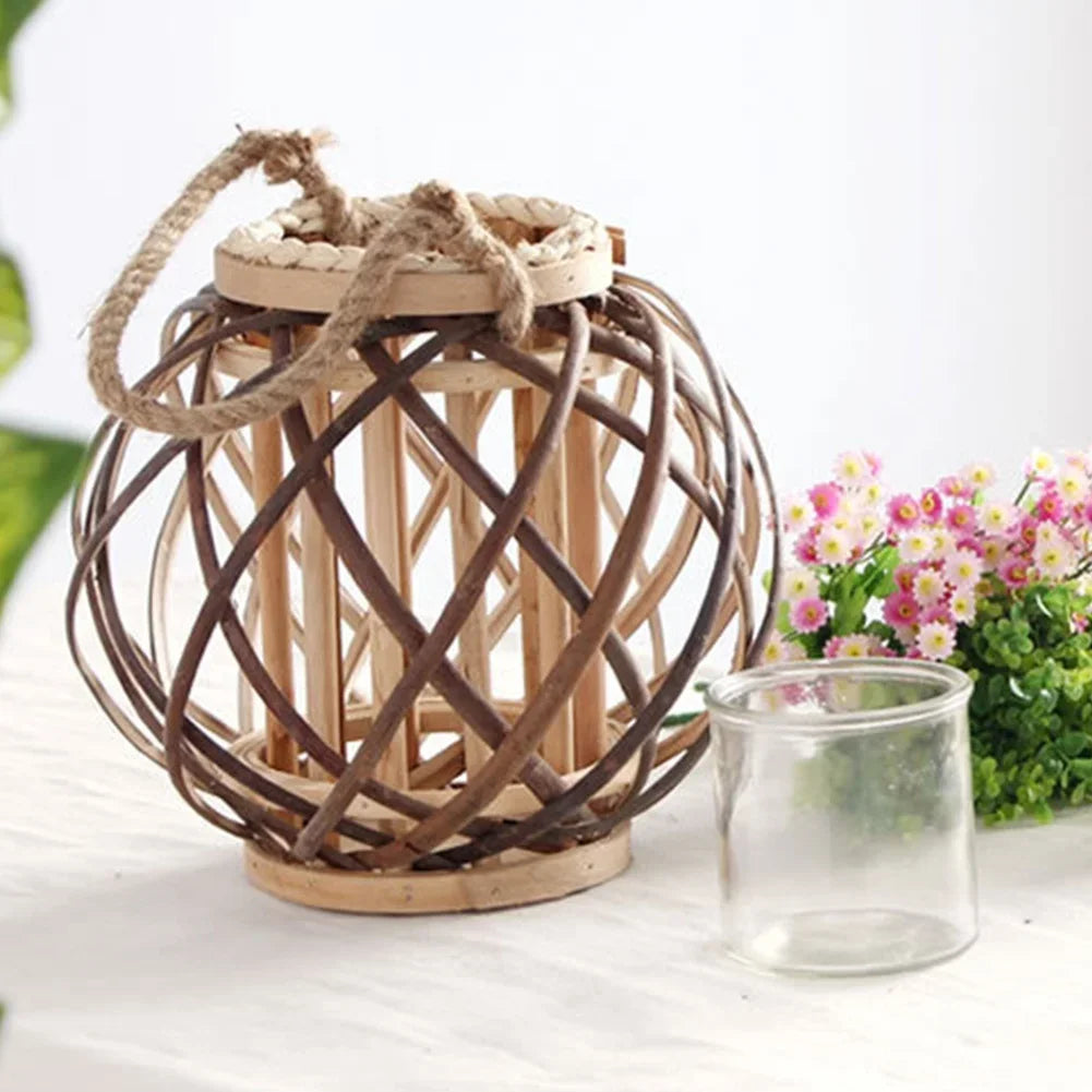 Vintage Wicker Lantern Tealight Candle Holder | Boho Home Decor Candle Lantern Holder Axl
