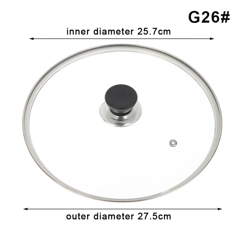 Tempered Glass Pot Lid – Shatter-Proof Stainless Steel Rim Glass Pot Lid Axl G26