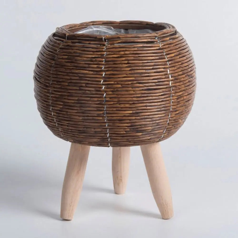 Rattan Woven Flower Pot with Removable Legs | Nordic Plant Stand Woven Plant Stand Axl 176
