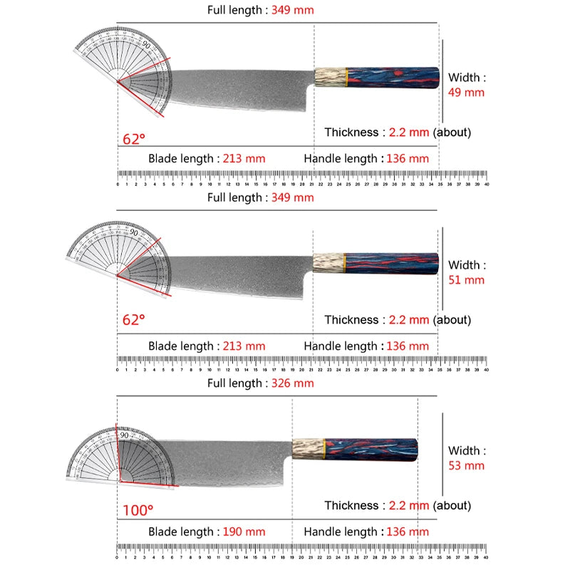 Handmade VG10 Damascus Steel Chef Knife – Colored Wood Handle Damascus Chef Knife Axl