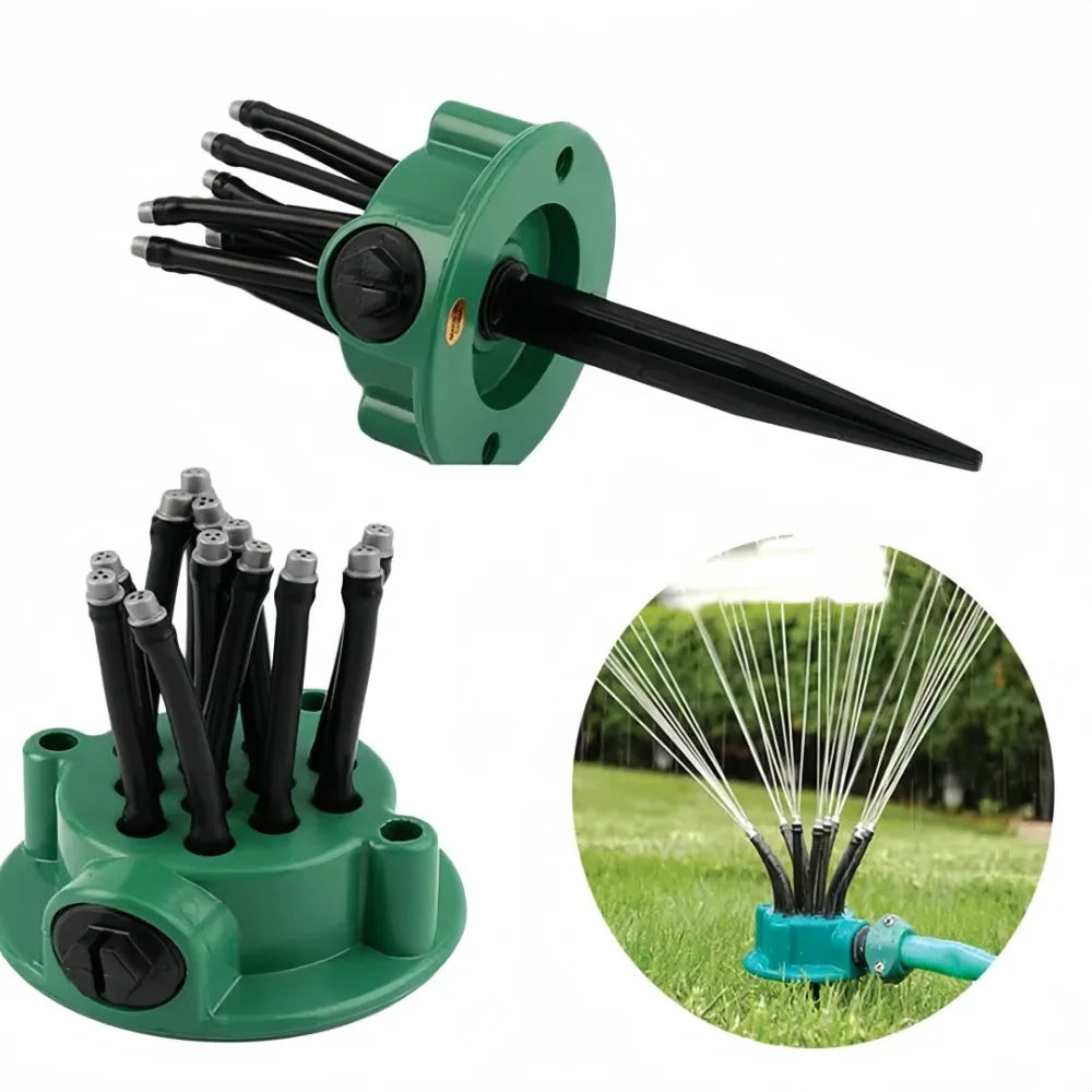 360° Multi-Head Garden Sprinkler – 12-Nozzle Lawn Irrigation Garden Sprinkler Axl