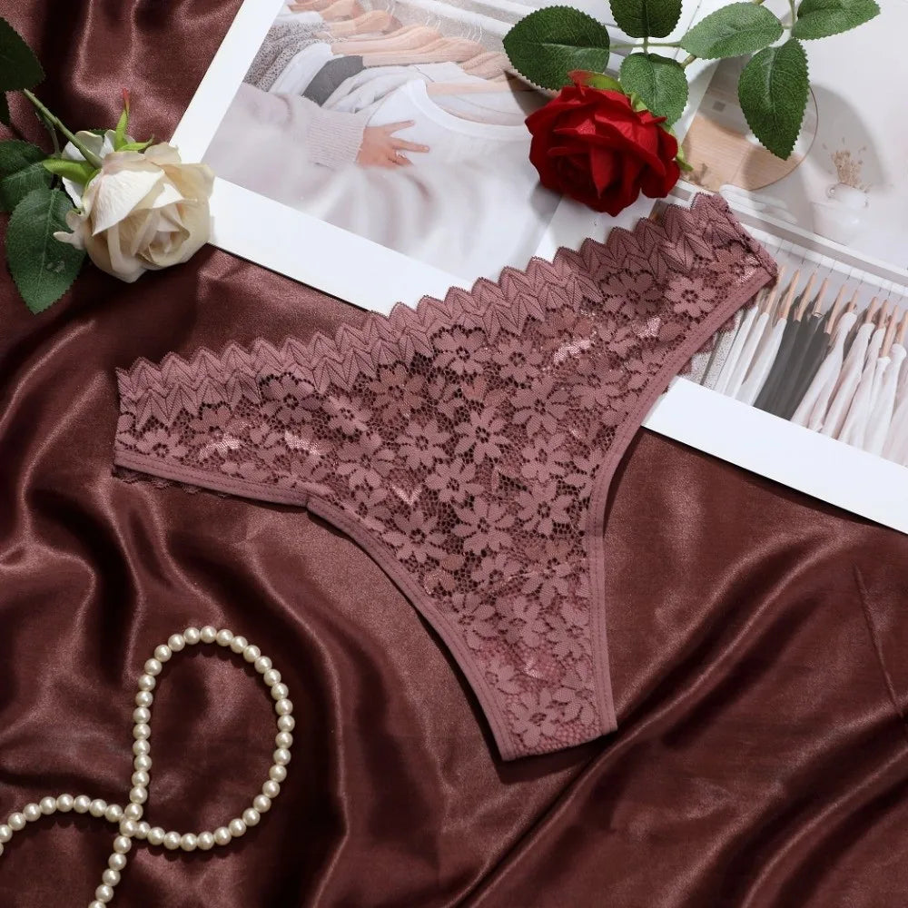 Women's Lace Floral Cotton Briefs – Seamless Low-Rise Panties Women's Briefs Axl