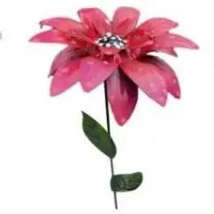 Metal Flower Garden Stakes – Rustproof Iron Yard Art 8 Colors Garden Stake Axl Pink