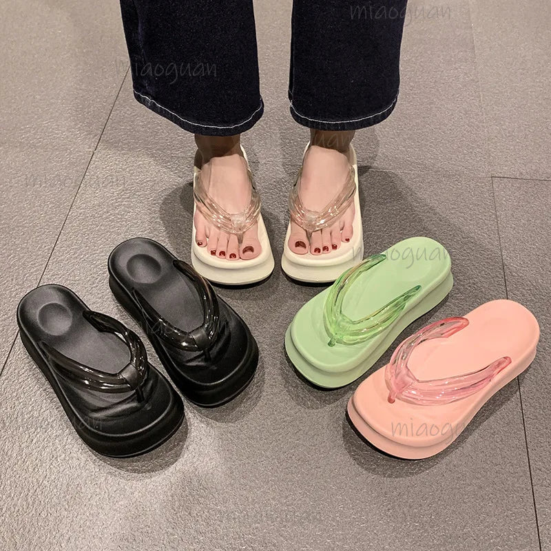 Women's Platform Wedge Flip Flops – 5.5CM Beach Sandals Platform Wedge Sandals Axl