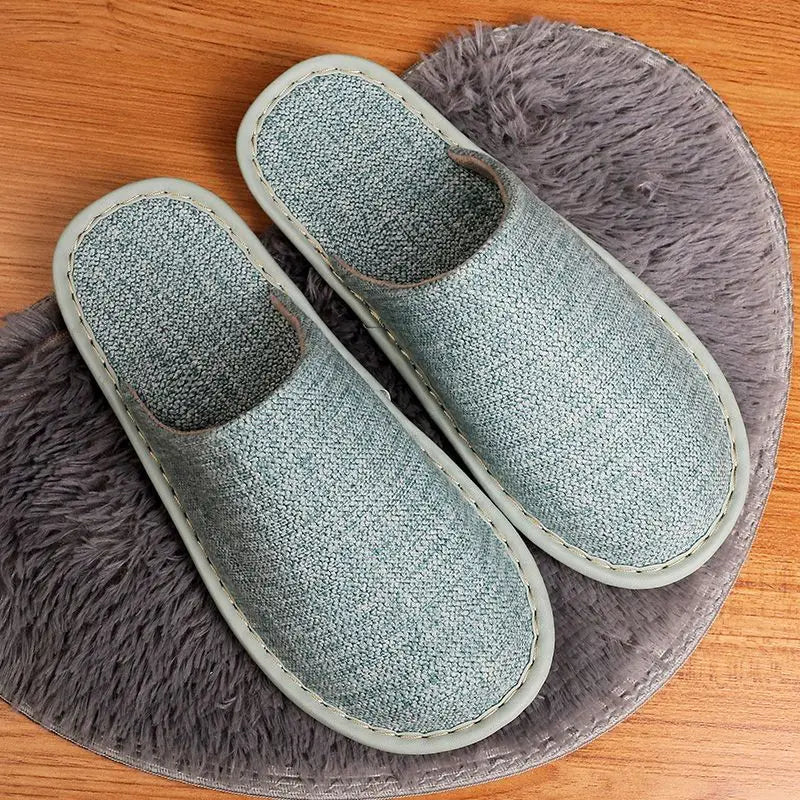 Lorilury Closed Toe Canvas Indoor Slippers – Unisex Flat Slides Indoor Canvas Slippers Axl