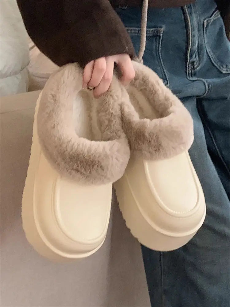 Women's Faux Fur Plush Mule Slippers – Cozy Winter House Shoes Faux Fur Slippers Axl